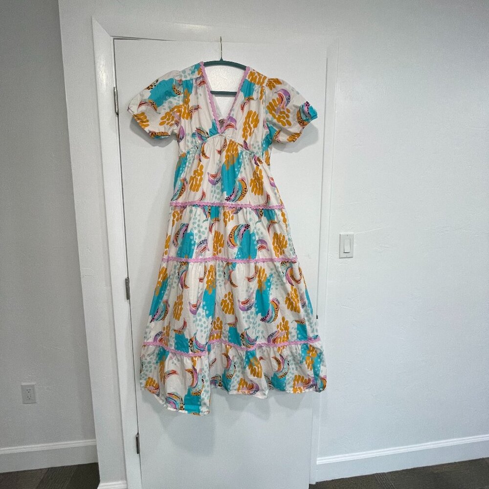 Marié by Victoria Dunn XL Block Print Maxi Dress • Bright Boho Cotton